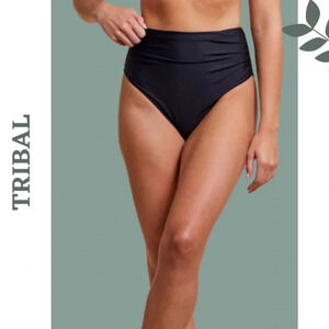 Tribal High Waisted Bikini Bottom Black
